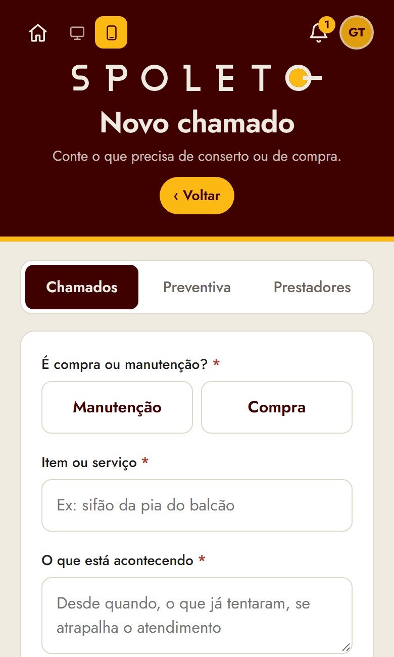 Tela de celular do Portal abrindo um chamado de manutenção